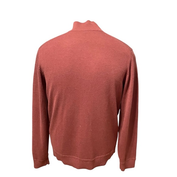 Robert Barakett Wool Silk Cashmere Quarter Zip Sweater Men’s Small Rust Red - Picture 3 of 12